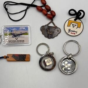 Souvenir Keychain/Charm/Necklace 6 Lot WW11 D Day Spinner Bundaberg Rum Trinkets
